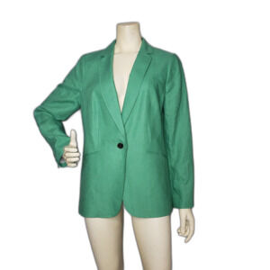 TALBOTS Classic Linen Blazer Jacket Spring Green Womens Size 12